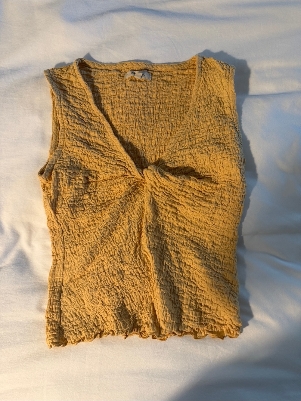 Madewell Crinkle Knot-Front Sleeveless Tank in Mustard